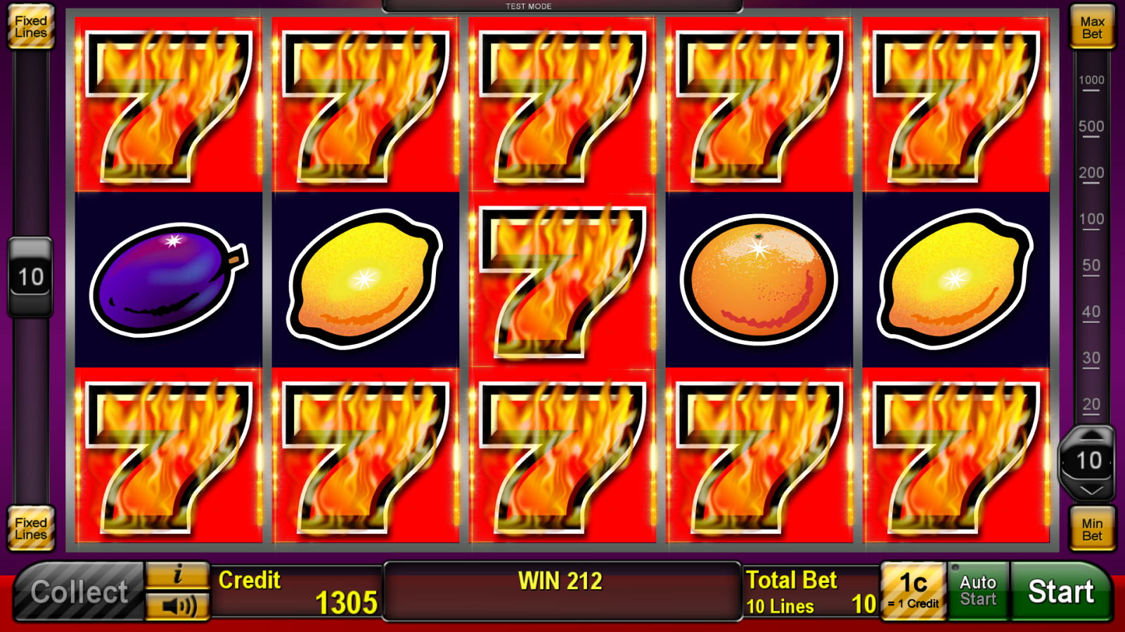 Sizzling Hot Deluxe — игровое поле с фруктовыми символами